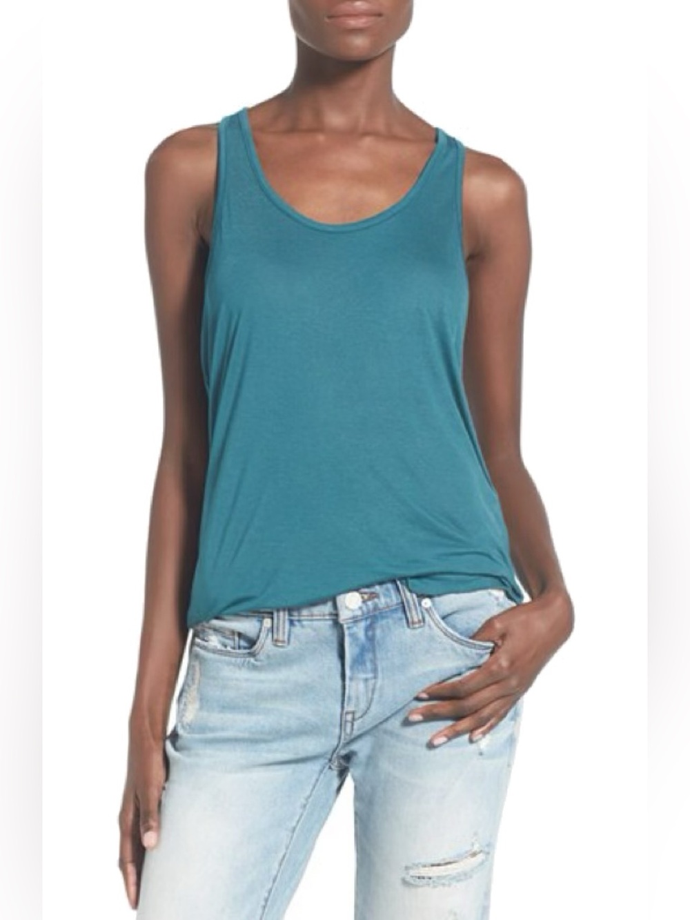 Women’s Leith Nordstrom Dark Teal Green Racerback Tank Top Size Large